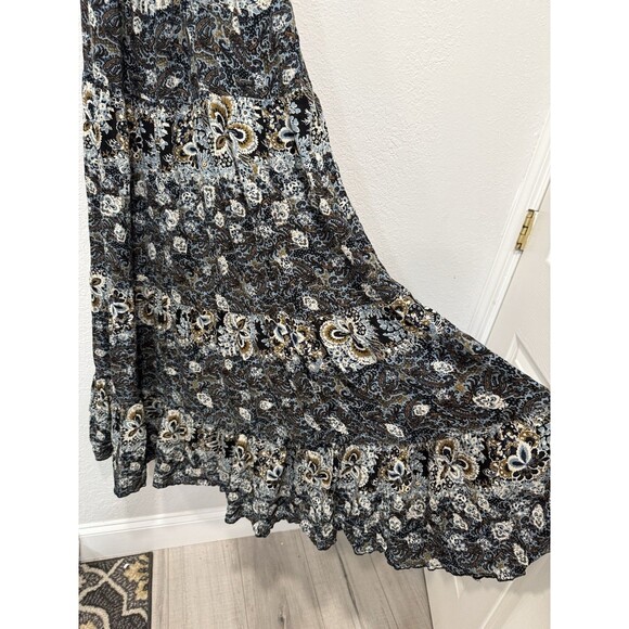 Intimately Free People Let's Smock About It Maxi Slip Dress Black Blue Large - Picture 7 of 8